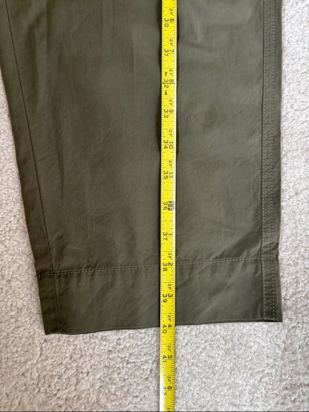 Everlane Poplin Pleated Taper Pants Cotton Olive Green Travel Womens Size 16 - Picture 13 of 14
